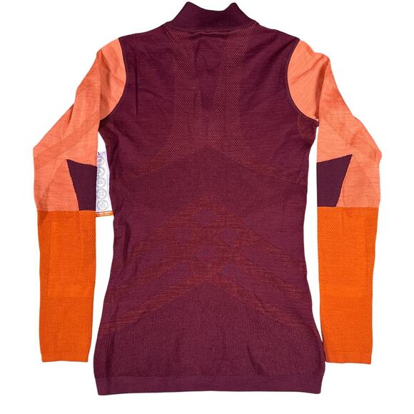 Smartwool Intraknit 200 Base Layer Quarter Zip Womens Small Red Colorblock - Picture 3 of 11
